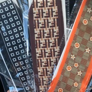 Monogram fashion Patterned Headbands scarf silky bundle of 3